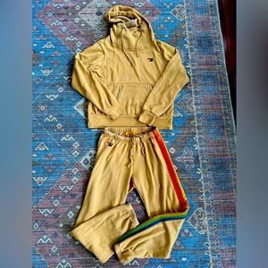 Aviator Nation 5-stripe set in tan, size unisex S/women’s M